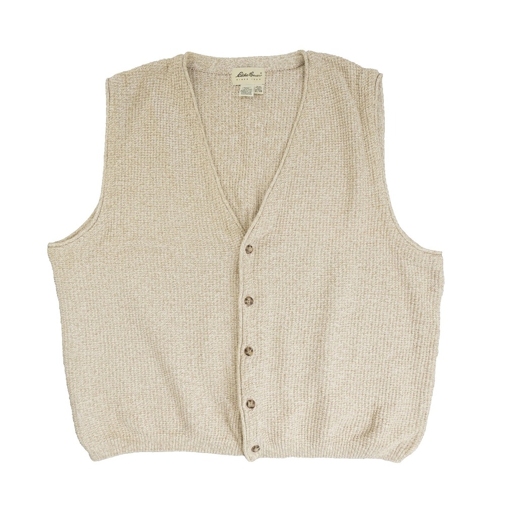 Vintage Eddie Bauer Sweater Vest Men's XL Beige Made in USA Grandpacore